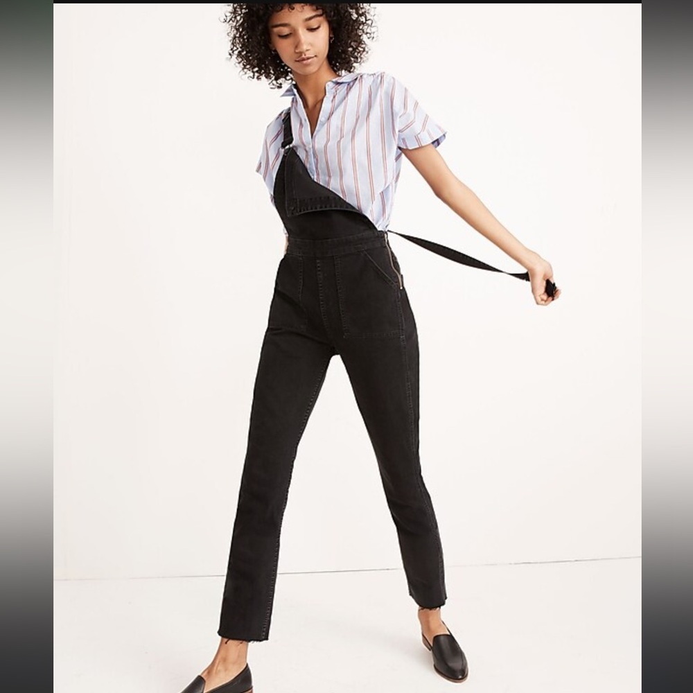 Madewell Black Denim Overalls Straight Leg